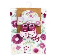 Baby Girl Newborn Owl Hat, Booties and Blanket