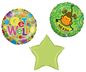 Get Well Bouquet 3 Balloons, Male (Assorted)