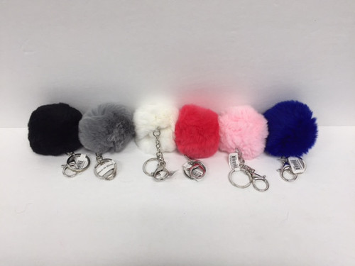 KC-3688S - Fur Ball Keychain - Silver/Medium (12pc)