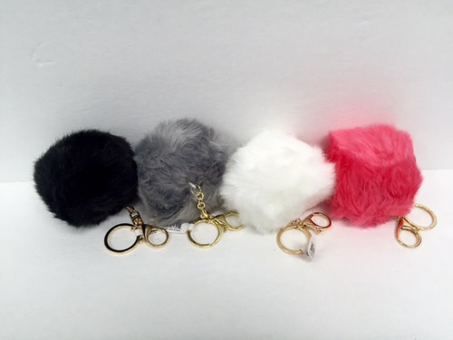 KC-3689G - Faux Fur Ball Keychain - Gold/Large (12pc)