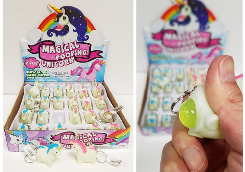 KC-008 Glitter Pooping Unicorn Keychain (24pc)