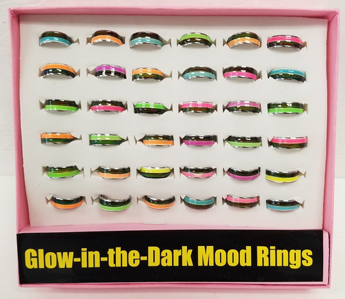 NV-1182GID Glow in the Dark Mood Rings (36pc)