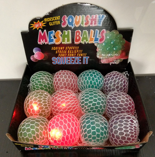 NV-1881IGL7L Iridescent Squish Mesh Ball with Glitter (12pc)