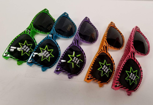 GS-09GID-DK Glow-in-the-Dakr Zebra Glasses With Dark Lenses (12pc)