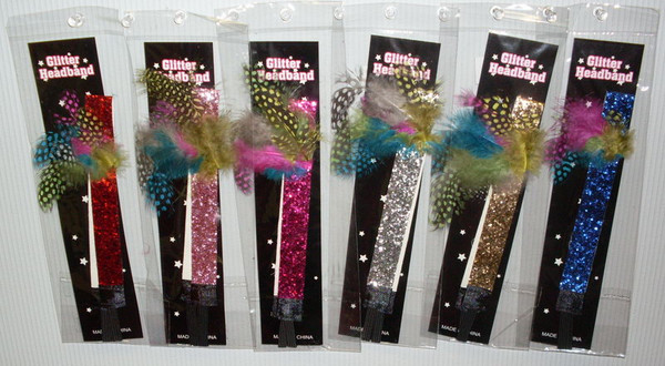 HA-303F - Glitter Headbands - Feather (12pc)