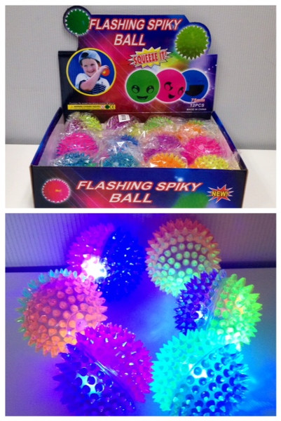 NV-1476 - 2-Tone Flashing Spiky Whistle Ball - 7.5 cm - w/o String (12pc)