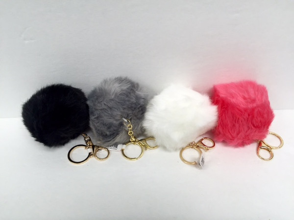 KC-3689G - Faux Fur Ball Keychain - Gold/Large (12pc)