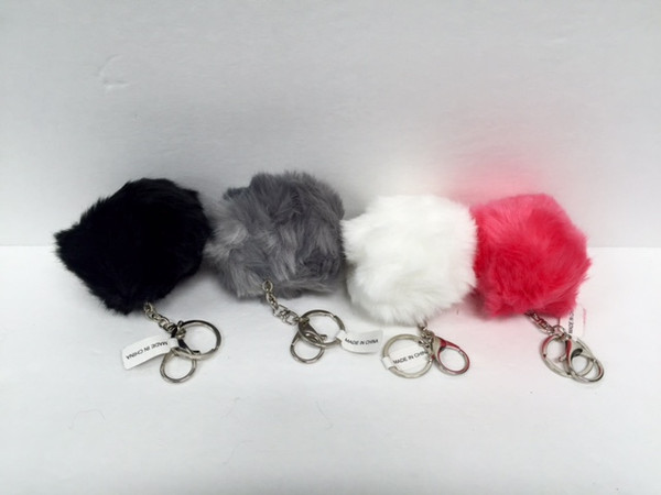 KC-3689S - Faux Fur Ball Keychain - Silver/Large (12pc)
