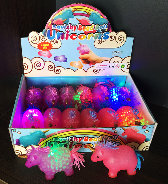 NV-1880UNL - Squishy Bead Ball Unicorns Light Up (12pc)