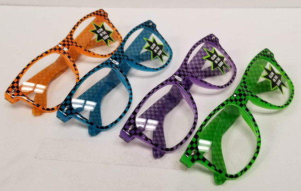 GS-10GID-CL GLow-in-the-Dark Checkered Glasses with Clear Lenses (12pc)