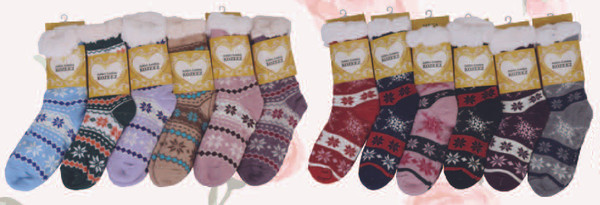 SK-32252LGSF - Large Snowflake Sweater Kozeez Socks with Anti-Slip