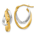 Leslie's 14K Two-tone Gold Polished Hinged Hoop Earrings - 13mm width - (B36-558)