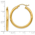 Leslies 14K Yellow Gold Lifetime Guarantee Plain Polished 3mm Thick, Diameter 1" inch Hoop Earrings - (B36-560)