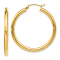 Leslies 14K Yellow Gold Polished Hoop Earrings 35mm length - (B36-571)