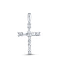 10K White Gold Womens Round Diamond Cross Religious Pendant 1/4-Carat tw - (A94-705)
