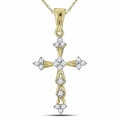 10K Yellow Gold Womens Round Diamond Flared Cross Pendant 1/5-Carat tw - (A94-931)