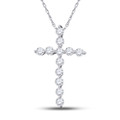 14K White Gold Ladies Pave-set Diamond Cross Faith Pendant 1/2 Carat tw - (A95-389)