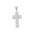 14K White Gold Womens Round Diamond Simple Cross Religious Pendant 1/4-Carat tw - (A95-419)