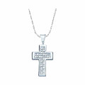 14K White Gold Womens Princess Diamond Christian Cross Religious Pendant 1/4-Carat tw - (A95-440)