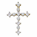 14K Yellow Gold Womens Princess Round Diamond Cross Religious Pendant 3/8 Carat tw - (A95-491)