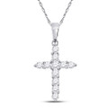 14K White Gold Womens Round Diamond Cross Religious Pendant 1/4-Carat tw - (A95-567)