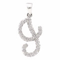 10K White Gold Womens Round Diamond Cursive Letter J Pendant 1/6-Carat tw - (A95-571)