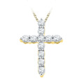 10K Yellow Gold Womens Round Diamond Cross Religious Pendant 1/3-Carat tw - (A96-356)