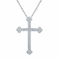 10K White Gold Womens Round Diamond Gothic Cross Religious Pendant 1/5-Carat tw - (A96-376)