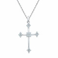 10K White Gold Womens Round Diamond Cross Pendant 1/4-Carat tw - (A96-411)