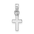 10K White Gold Polished Mini Cross Charm Pendant - (A89-308)