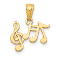 14K Yellow Gold Polished Music Notes Pendant - (A85-929)