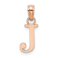 14K Rose Gold Polished J Block Initial Charm Pendant - (A90-874)