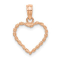 14K Rose Gold Polished Rope Trim Heart Pendant - (A92-602)