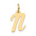 14K Yellow Gold Small Script Initial Letter N Charm Pendant - (B13-222)