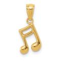 14K Yellow Gold Polished Music Note Pendant - (B13-379)