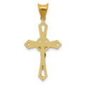 14K Yellow Gold and Rhodium Crucifix Cross Pendant - (A85-748)