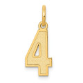 14K Yellow Gold Small Satin Number 4 Charm Pendant - (A86-374)