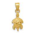 14K Yellow Gold Turtle Pendant - (A87-232)
