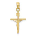 10K Two-tone Gold INRI Crucifix Pendant - (A89-208)