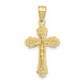 10K Yellow Gold With Textured Scalloped Edge Crucifix Charm Pendant - (A89-477)