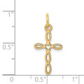 14K Yellow Gold Laser Designed Cross Charm 23mm length - (B11-455)