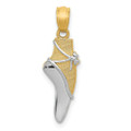 14K Yellow Gold & Rhodium Ballet Shoe Pendant - (B11-932)