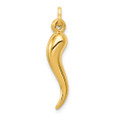 14K Yellow Gold Hollow 3D Italian Horn Charm - (B13-506)