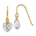 14K Yellow Gold Crystal Heart Dangle Earrings - (B43-974)