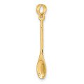 14K Yellow Gold Polished 3-D Wooden Spoon Charm Pendant - (A92-928)