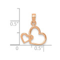 14K Rose Gold Polished Intertwined Double Heart Pendant - (A94-144)