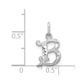 14K White Gold Diamond-cut Initial Letter B Charm Pendant - (A98-454)