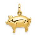 14K Yellow Gold Pig Charm - (A98-886)