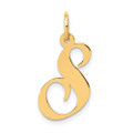 14K Yellow Gold Medium Fancy Script Initial Letter S Charm Pendant - (B13-170)