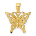 14K Yellow Gold Diamond-cut Butterfly Pendant - (B13-173)